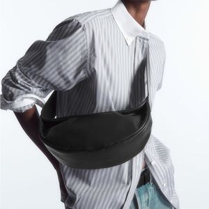 COS Black Leather Crescent Crossbody Bag